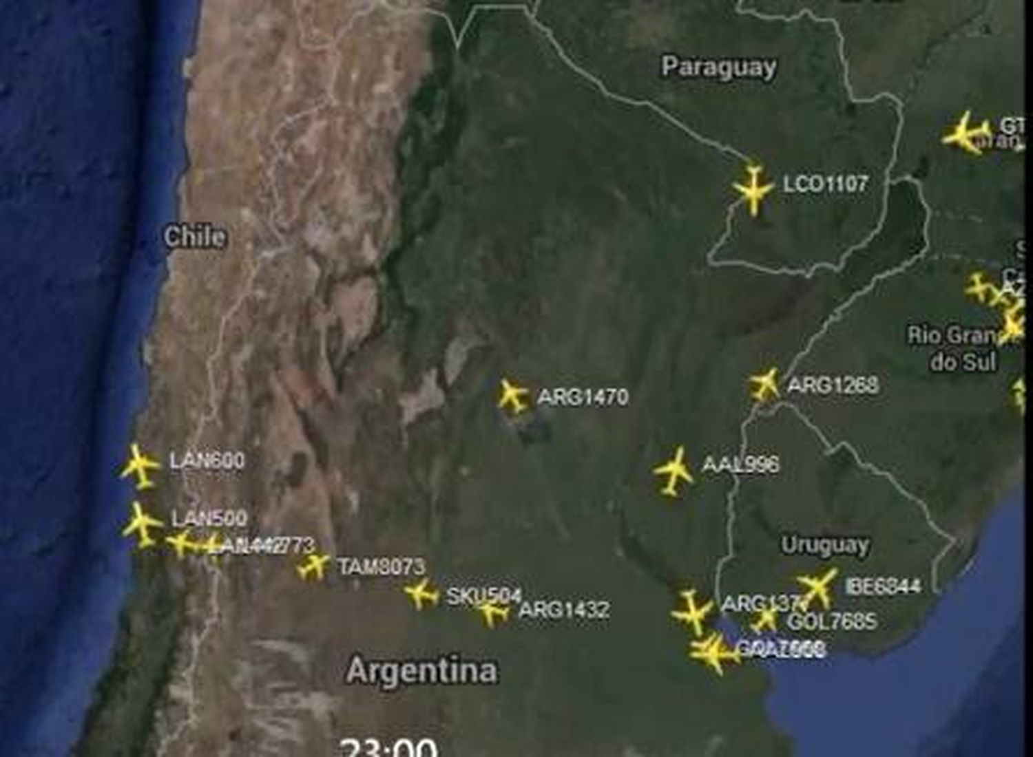24 hs de tráfico aéreo sobre Argentina