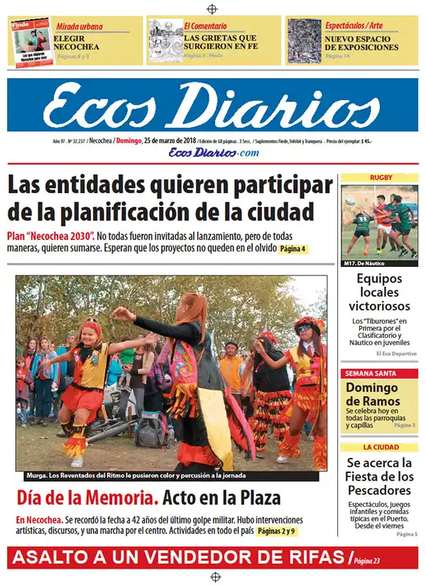 Tapa del 25 de marzo de 2018