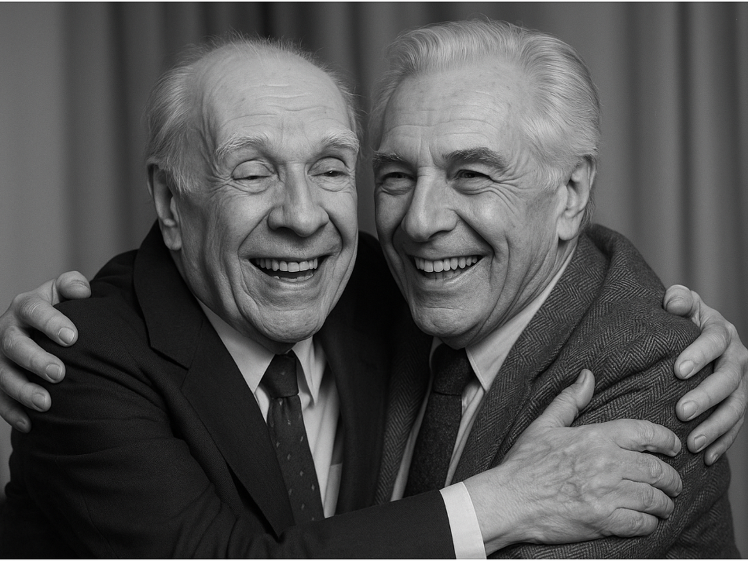 Amigos. Jorge Luis Borges y Adolfo Bioy Casares, juntos en la mirada de Recalde.