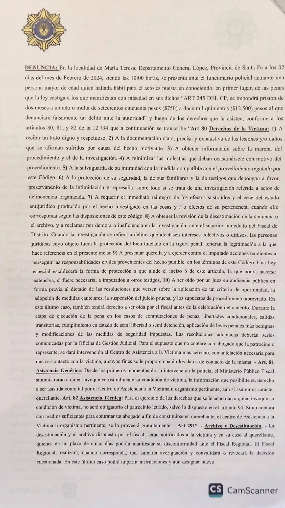 María Teresa denuncia