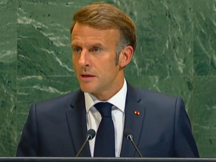 Macron anuncia en la ONU que Francia reconoce oficialmente al Estado palestino.