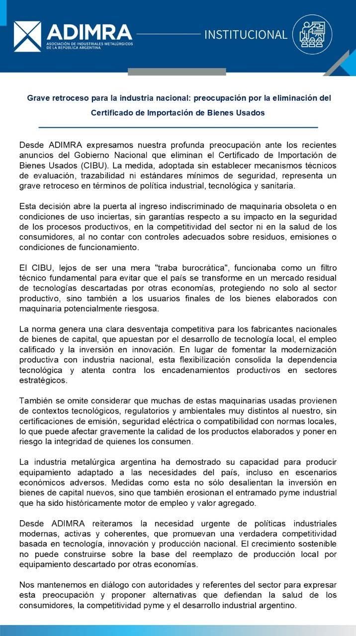 Comunicado adirma