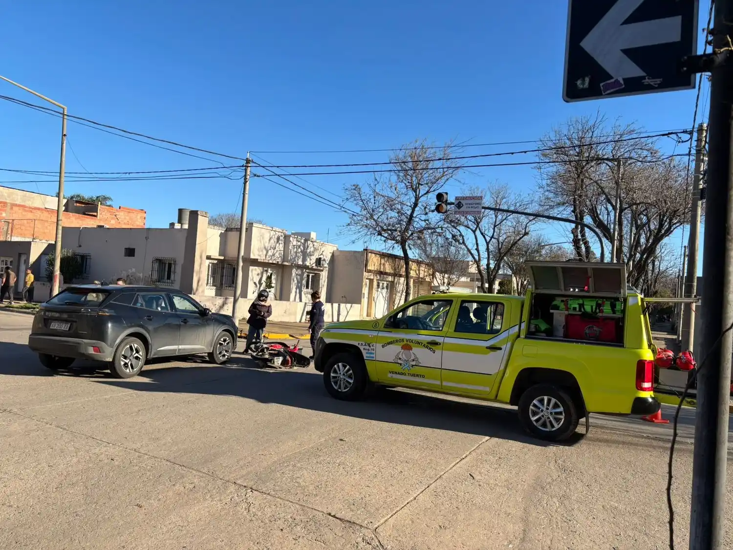 Uno de los accidentes fue en intersección de Italia y Alvear. Crédito: Bomberos de Venado Tuerto.