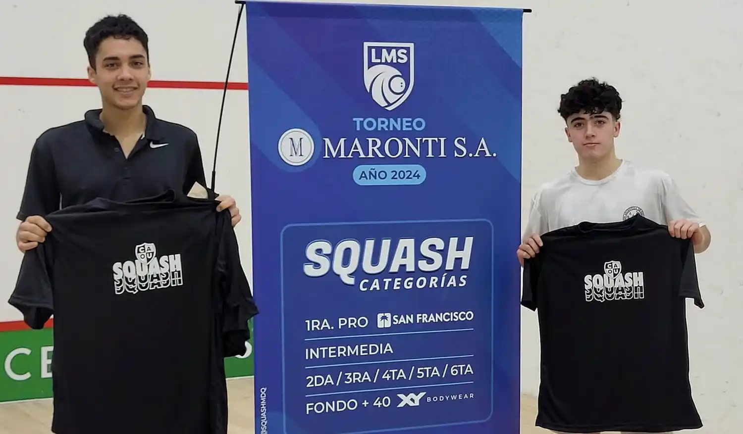 Miguel Pujol y Segundo Portabales, finalistas de la quinta etapa de la Liga Marplatense de Squash.