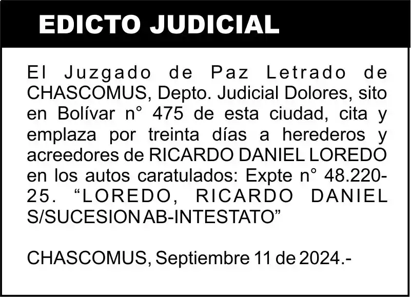 LOREDO, RICARDO DANIEL S/SUCESION AB-INTESTATO