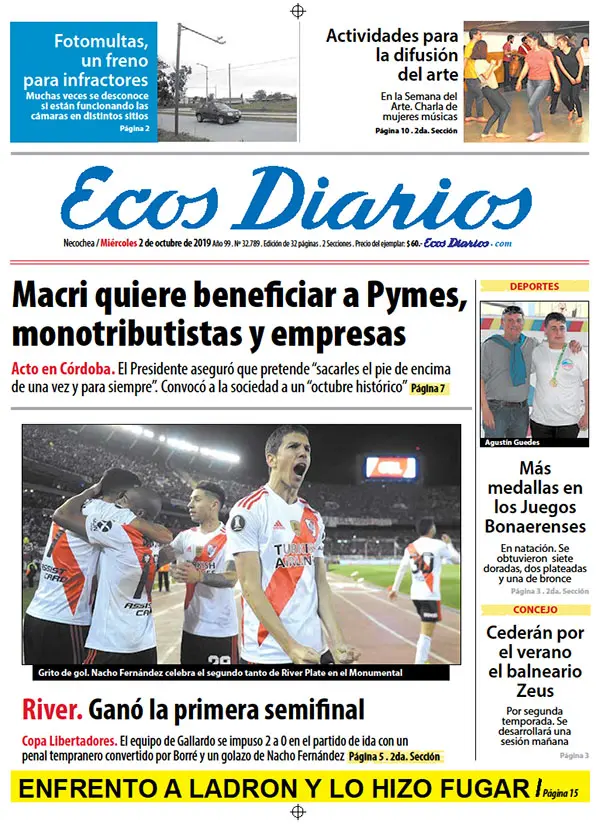 Tapa del 2 de octubre de 2019