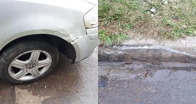 Barrio 25 de Mayo: Cámara de seguridad registró cómo un auto chocó un cordón y quedó abandonado en la calle