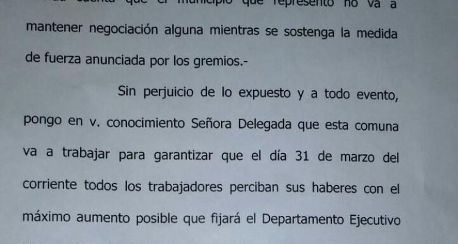 Paritaria Municipal: El Gobierno pidió la suspensión de la reunión prevista con los sindicatos