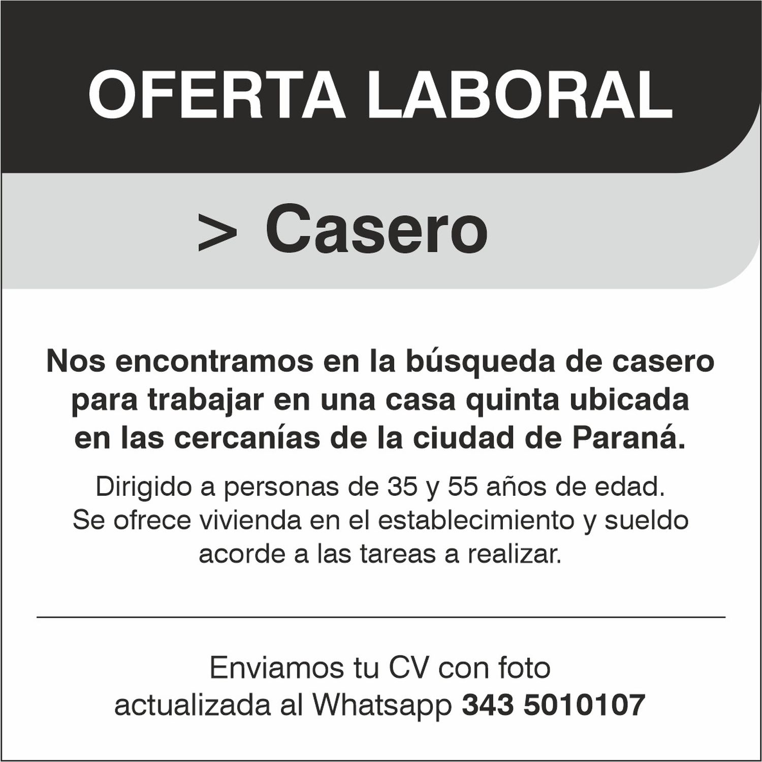 OFERTA LABORAL - CASERO