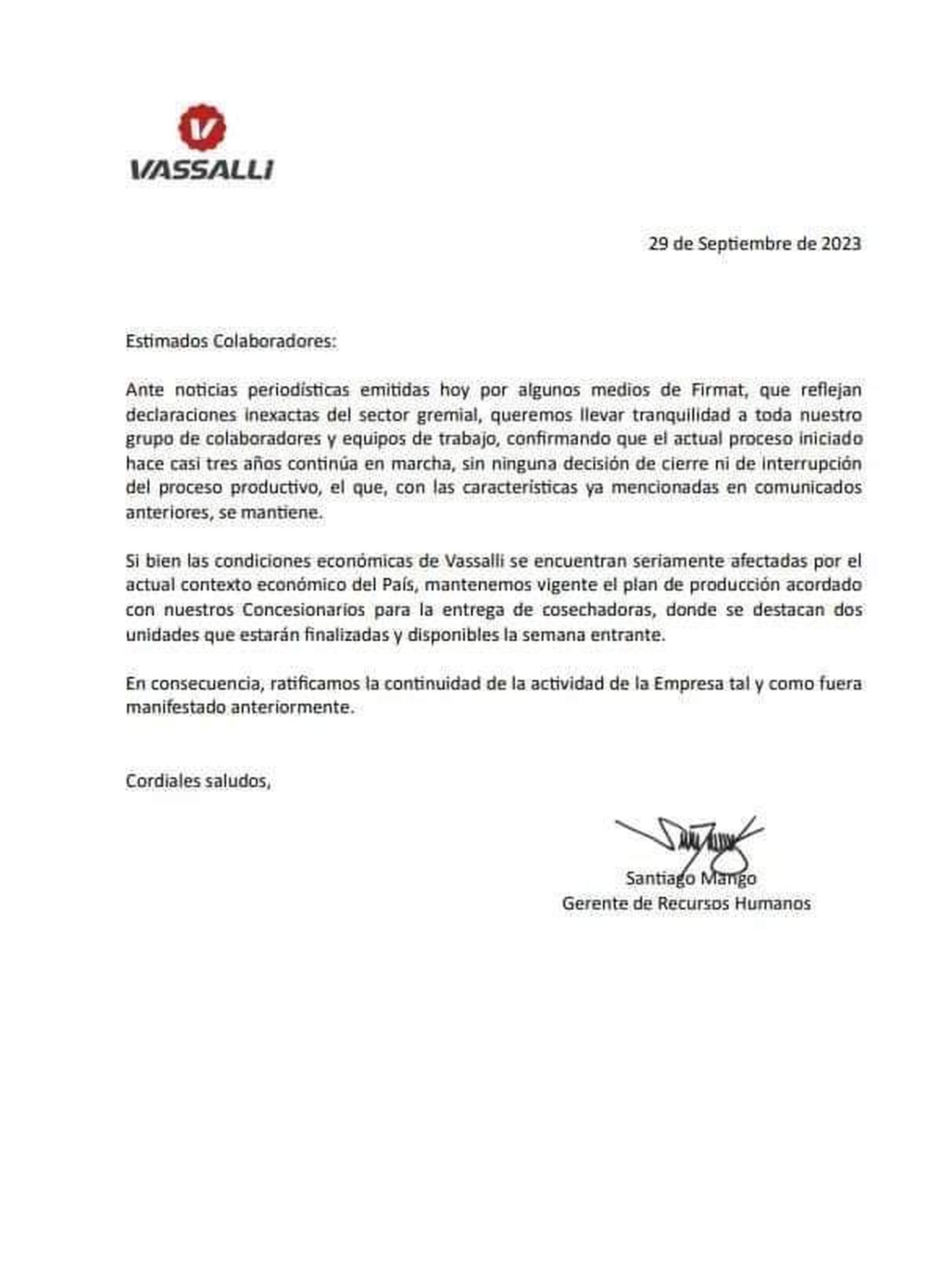 Comunicado Vassalli