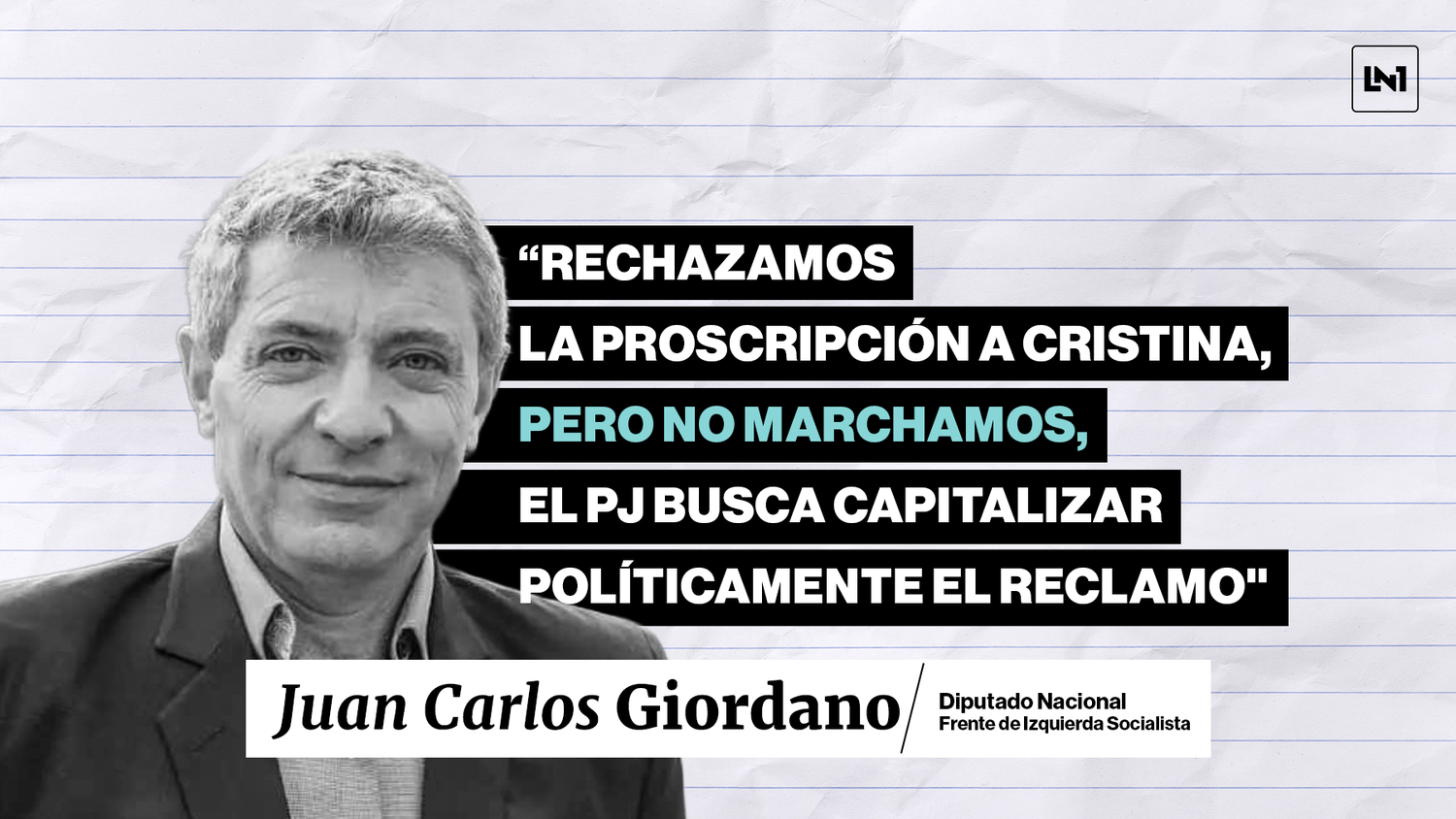 Giordano se desmarca del PJ: "La marcha por Cristina busca reordenar al peronismo, no defender derechos democráticos"