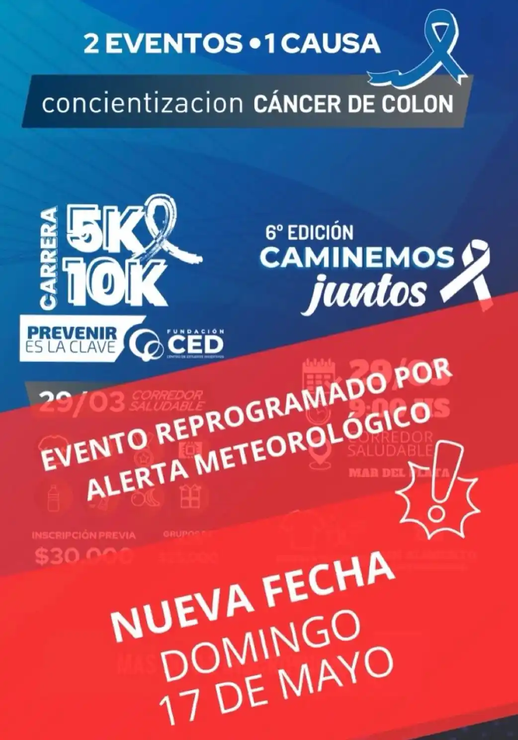 Por el alerta meteorológico reprogramaron la sexta edición de "Caminemos Juntos"