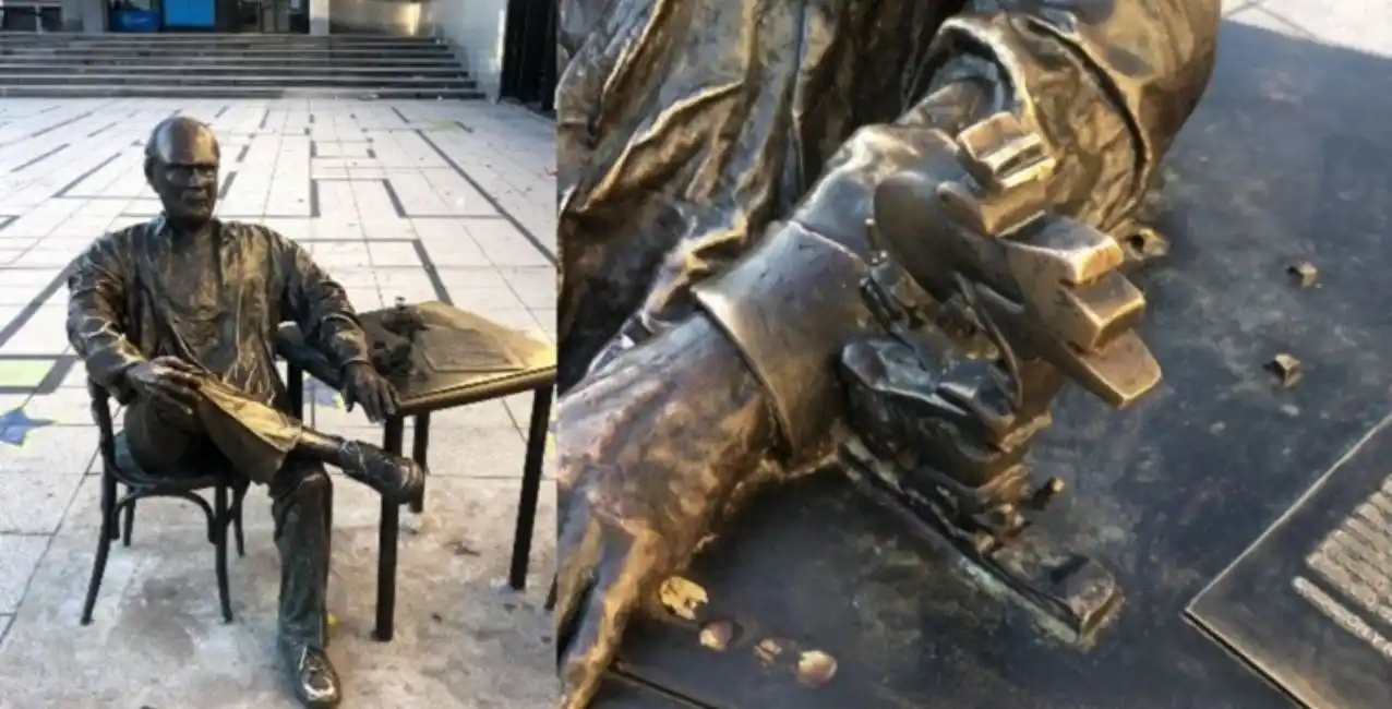 Rosario: robaron a Mendieta y a Boogie el Aceitoso de la estatua del Negro Fontanarrosa