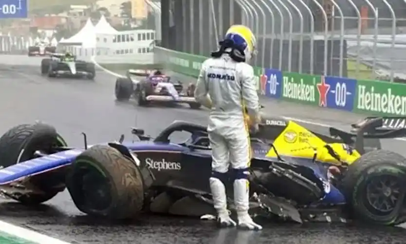 Colapinto tras el accidente en Brasil: "Fue un golpe muy duro, el auto se destrozó"