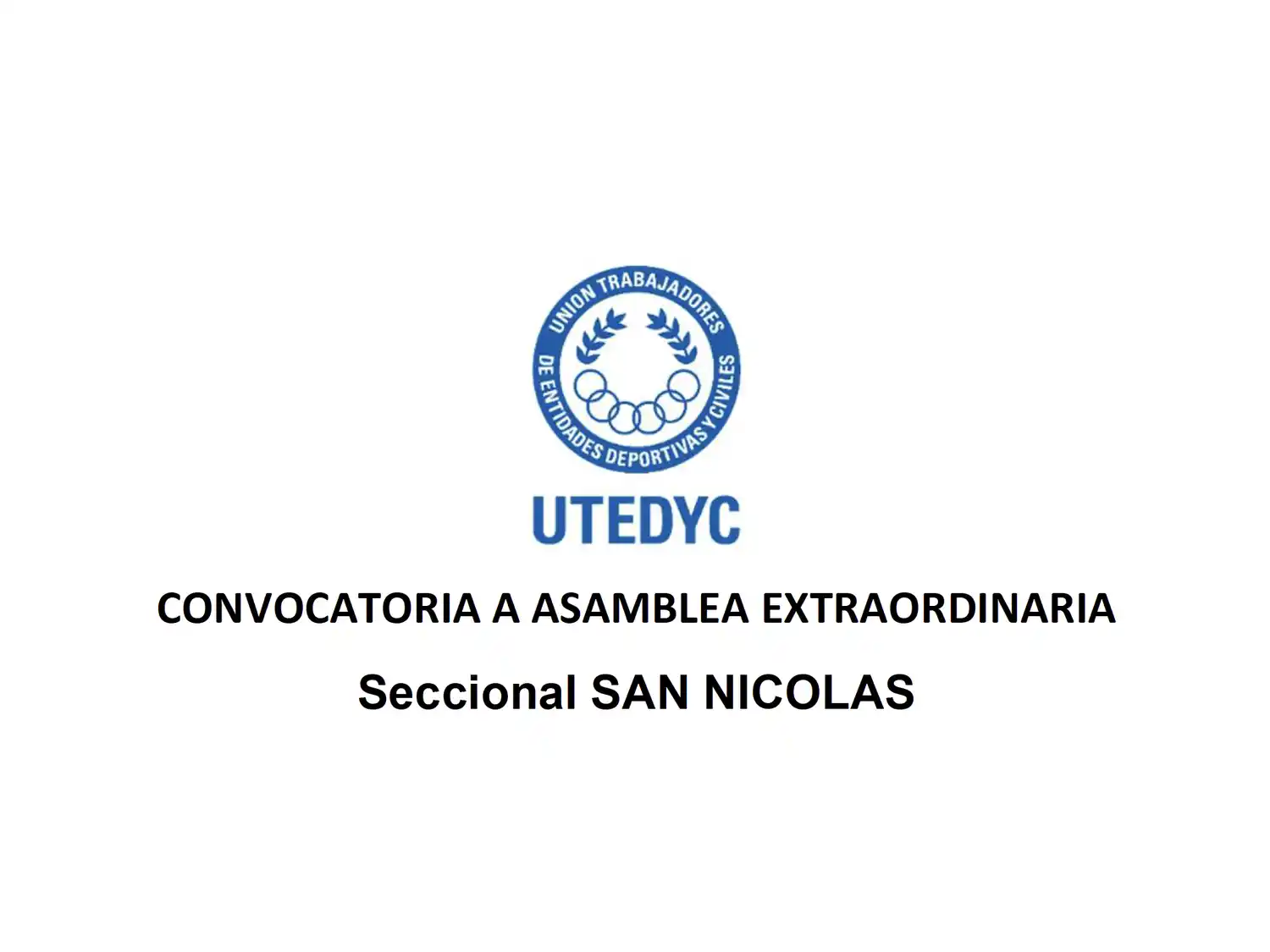Convocatoria a Asamblea Extraordinaria de UTEDYC