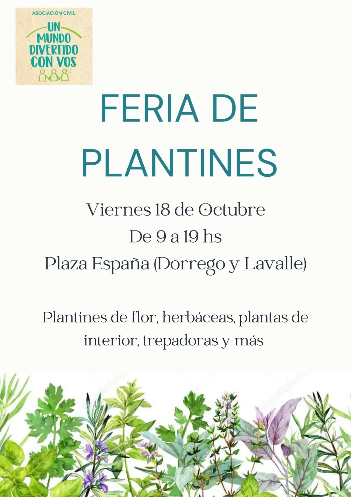 Feria de plantines a beneficio de la asociación civil Un Mundo Divertido con Vos