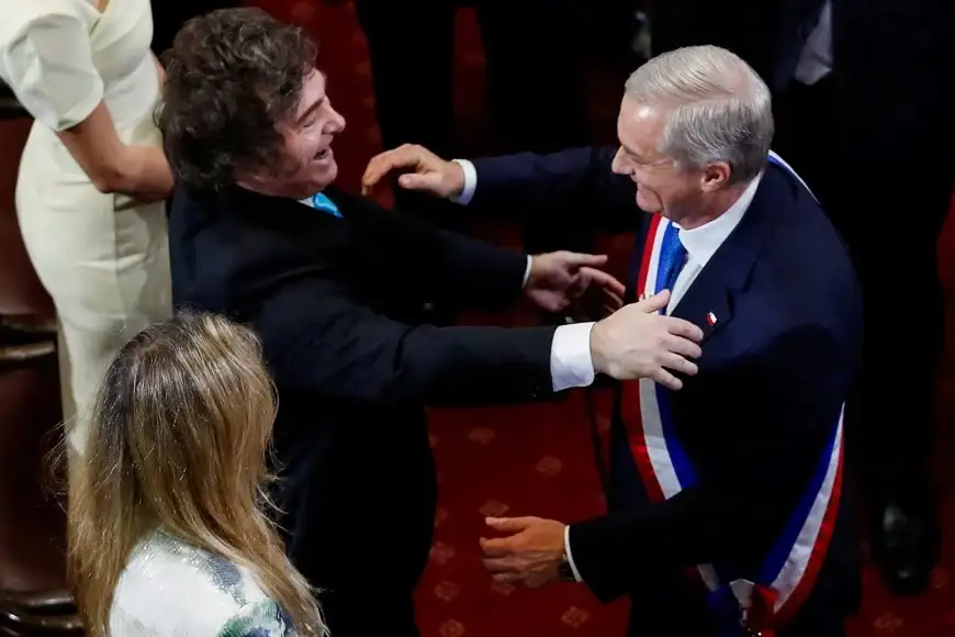 Milei en la asunción de José Antonio Kast como presidente de Chile.