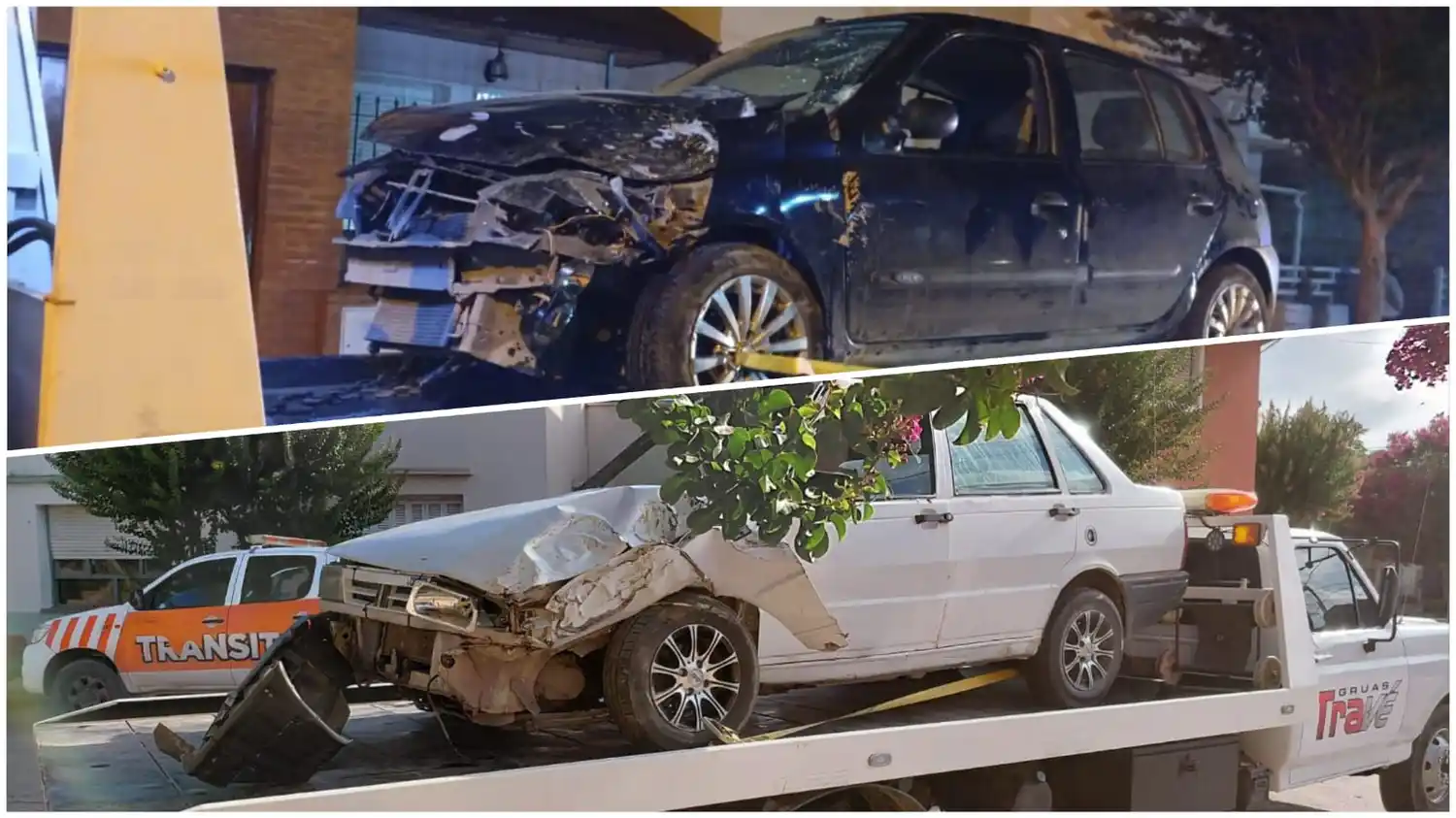 Automovilistas chocaron contra árboles en distintos lugares: uno era menor, estaba alcoholizado y sin documentación