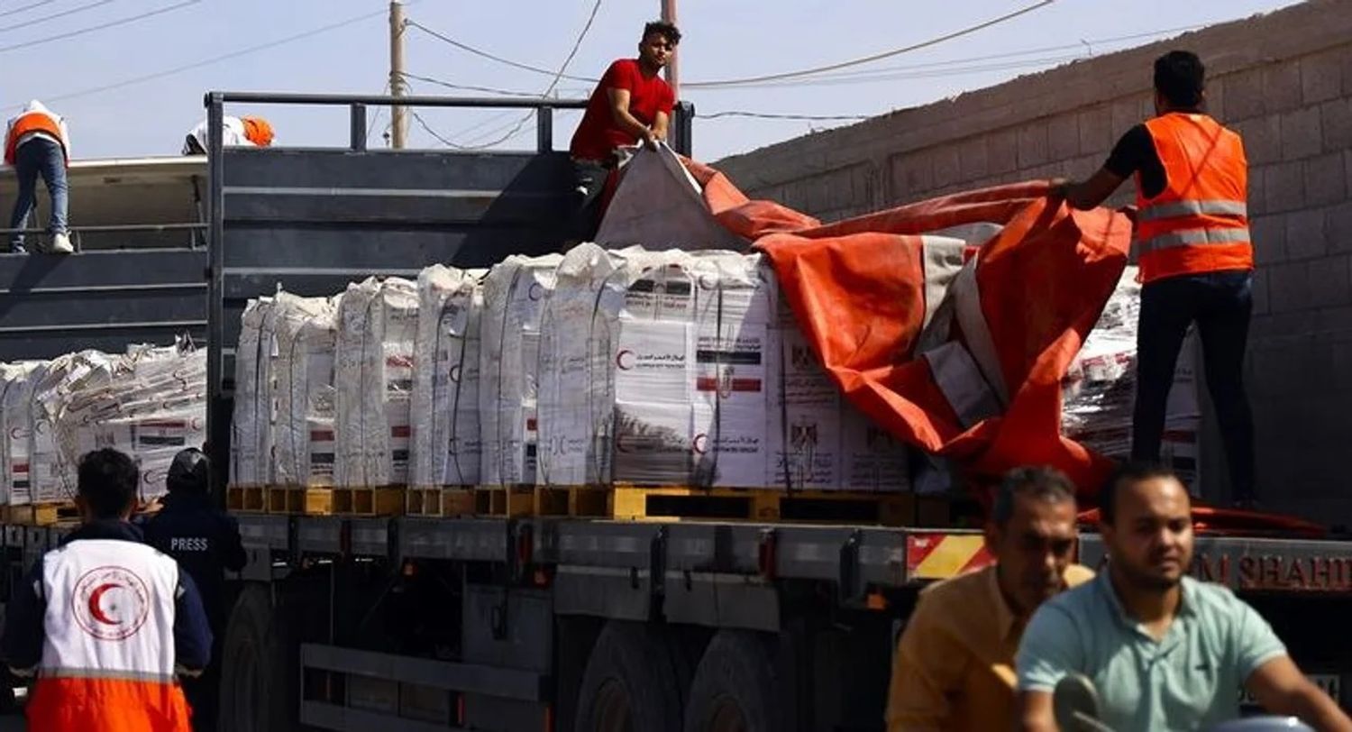 Ingresaron más de 80 camiones en la Franja de Gaza.