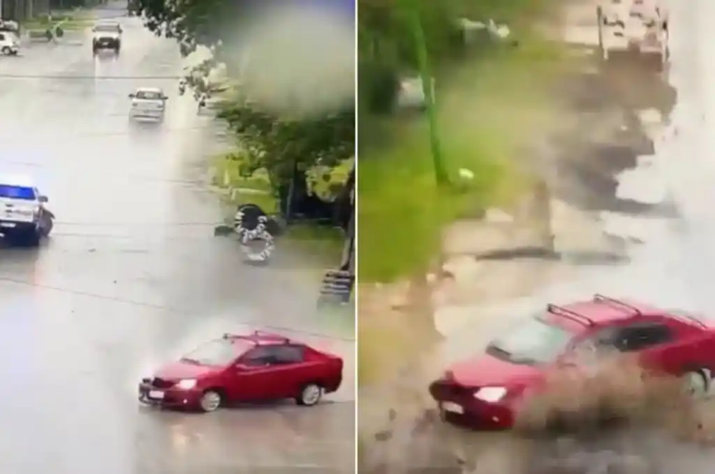 El ladrón despistó después de chocar con el patrullero. (Foto: captura de video)