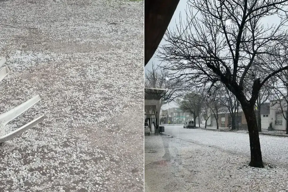 Tormentas en Córdoba: cayó granizo en Marcos Juárez.