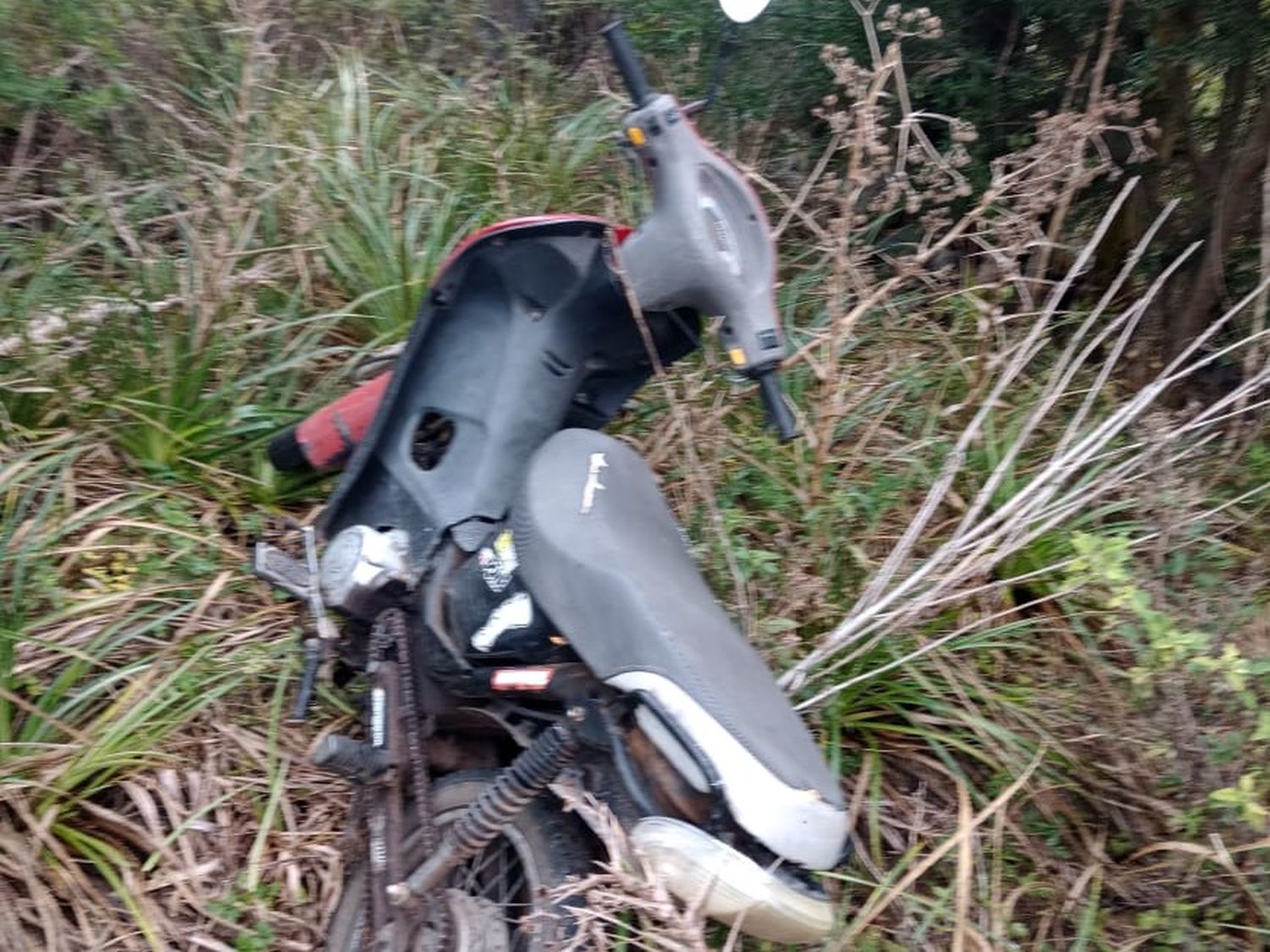 Una moto denunciada como robada fue encontrada entre los yuyos