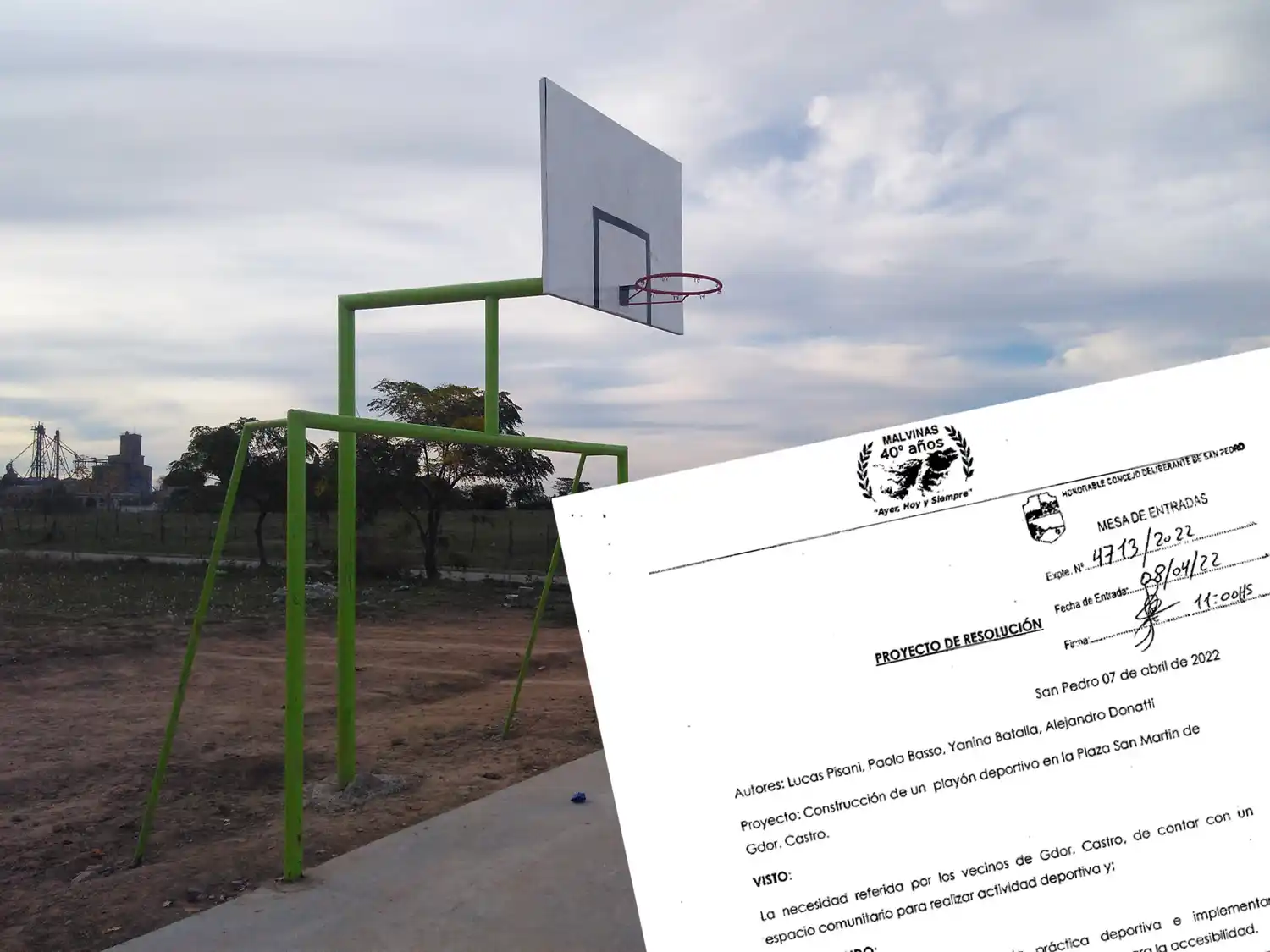 Gobernador Castro: por pedido de vecinos, proponen construir un playón deportivo