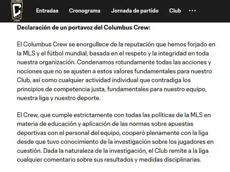 comunicado de Columbus Crew