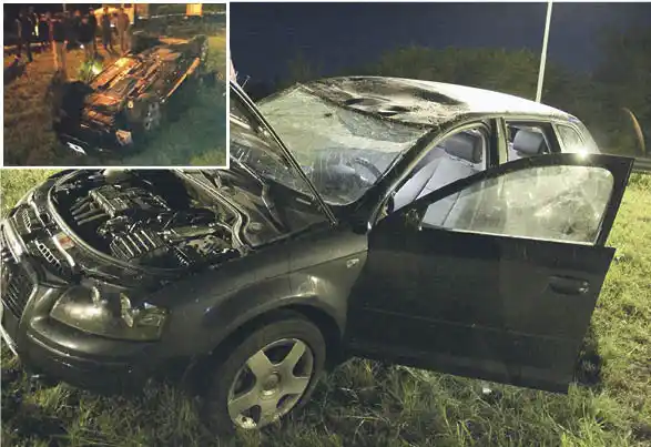 Rotonda del Cristo: Volcaron, dieron tres vueltas y los dos resultaron ilesos