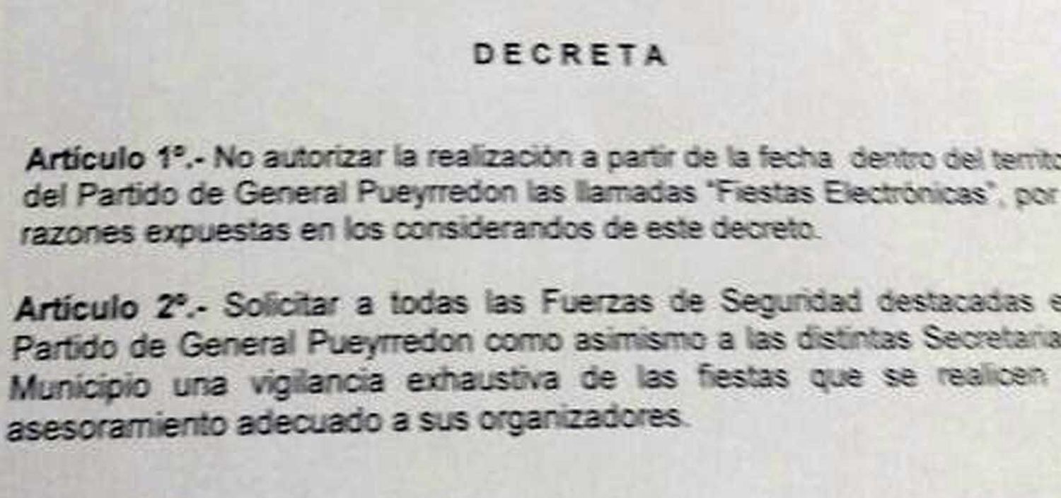 Este es el decreto que no autoriza la realización de fiestas electrónicas