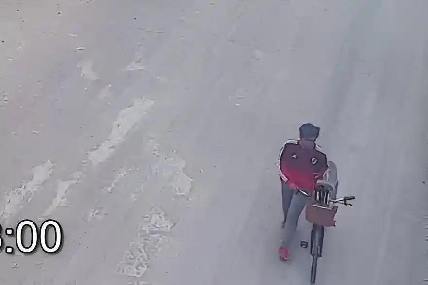 Enzo Sánchez fue captado por cámaras de seguridad en la colectora de ruta 9.