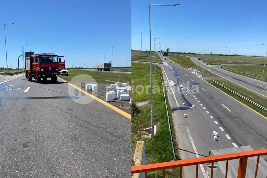 Liberaron el tránsito en RN19 tras el vuelco de químicos que cargaba un camión