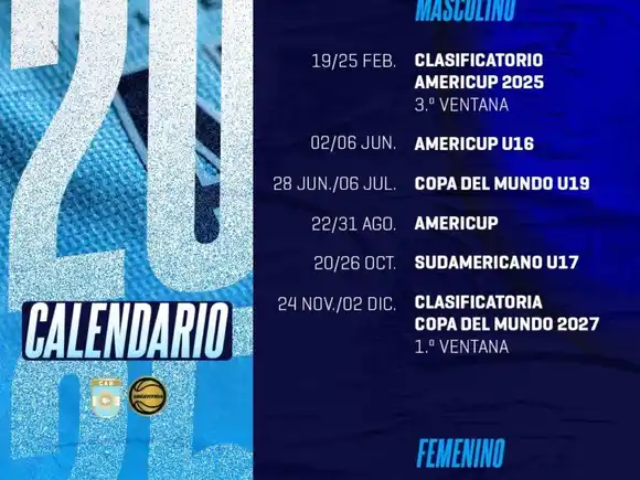 La Confederación Argentina de Básquetbol anunció el calendario 2025 para las selecciones nacionales