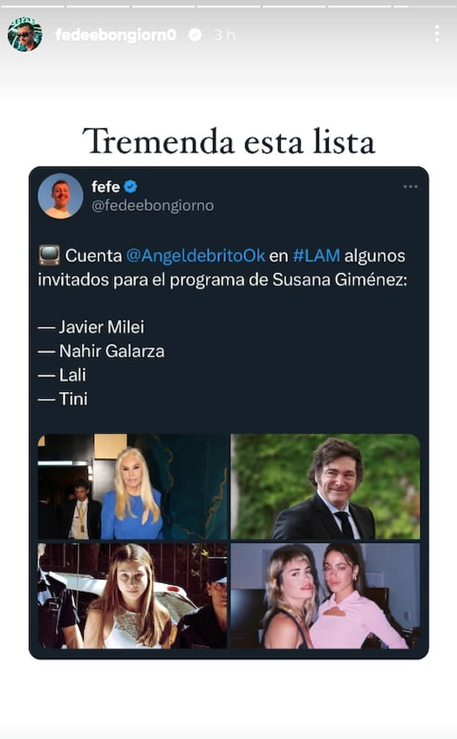 LISTA DE INVITADOS DE SUSANA GIMENEZ