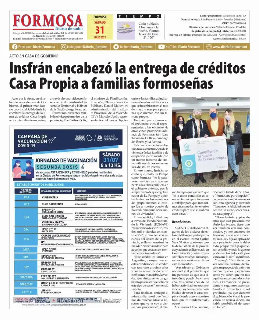 Tapa y Contratapa 31 de julio de 2021