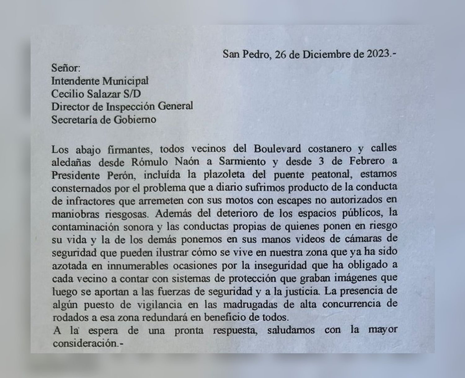 De Guacone a Salazar: vecinos contra las motos y contraexplosiones