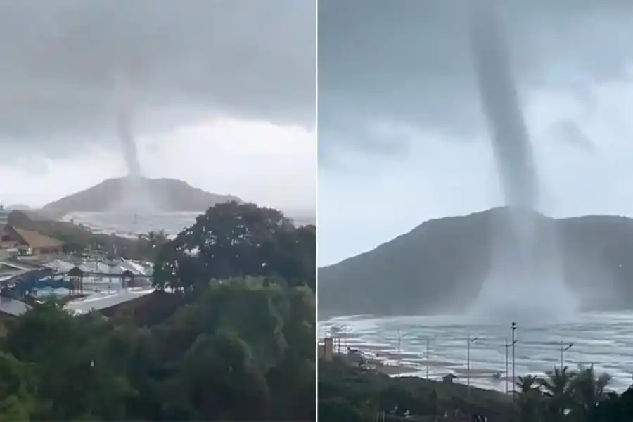 Video: una tromba marina sorprendió a un concurrido balneario de Florianópolis