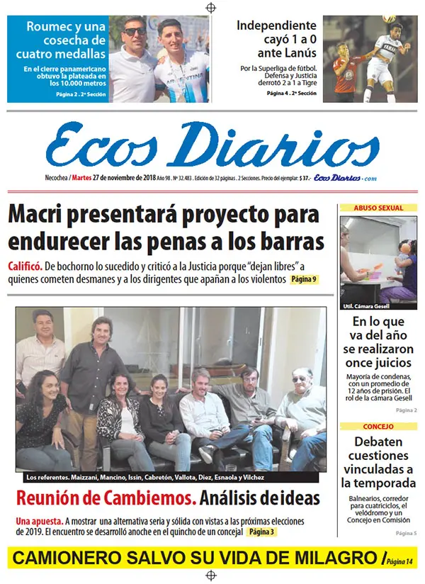 Tapa del 27 de noviembre de 2018
