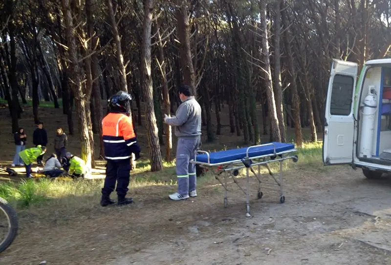 Un ciclista se fracturó la clavícula al chocar con un árbol del parque