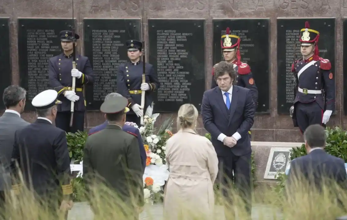 El presidente Javier Milei en el acto por el acto de Malvinas.