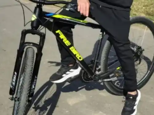 La bicicleta robada es negra y tiene calcomanías amarillas.