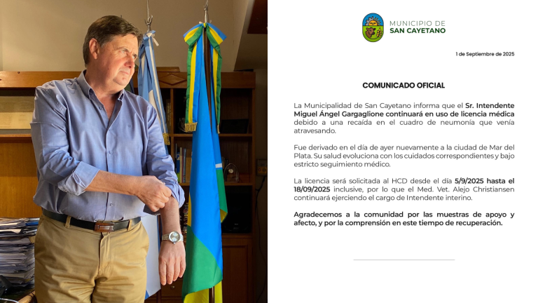 Gargaglione sufrió “una recaída” y fue internado nuevamente