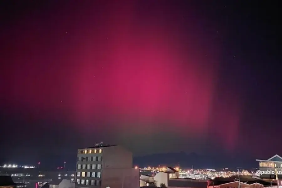 Se generaron auroras boreales en Ushuaia producto de la intensa tormenta solar