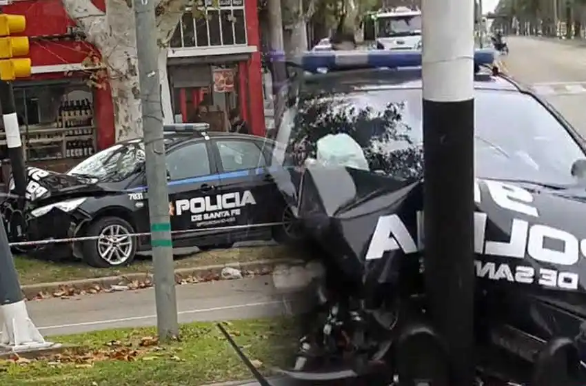 Otra vez chocó un patrullero: perseguían a un ladrón y embistieron de frente a un semáforo