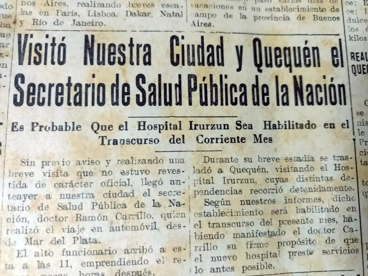 Nota de Ecos Diarios. Sobre la visita del médico a Necochea.