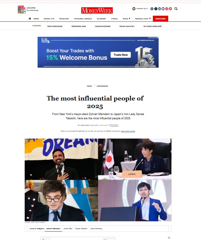 Medios británicos señalan a Milei como uno de los líderes mundiales del 2025