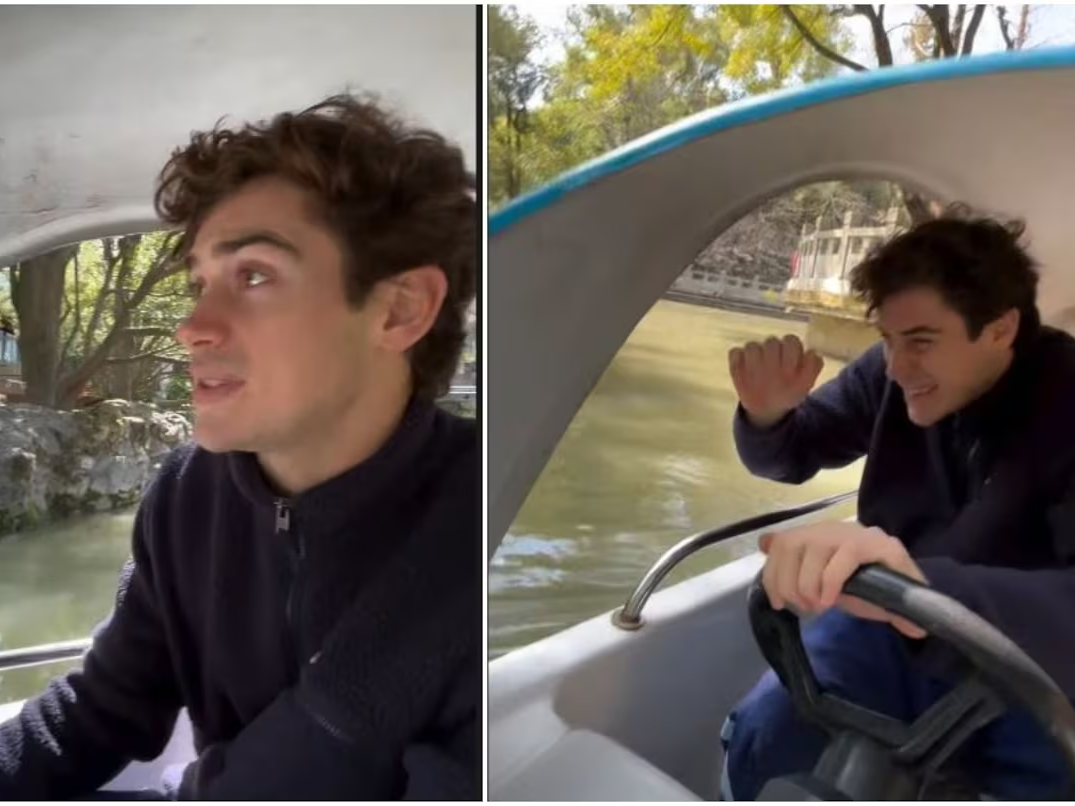 Franco y un divertido "choque" con su lancha en Shanghai.Foto:Captura IG