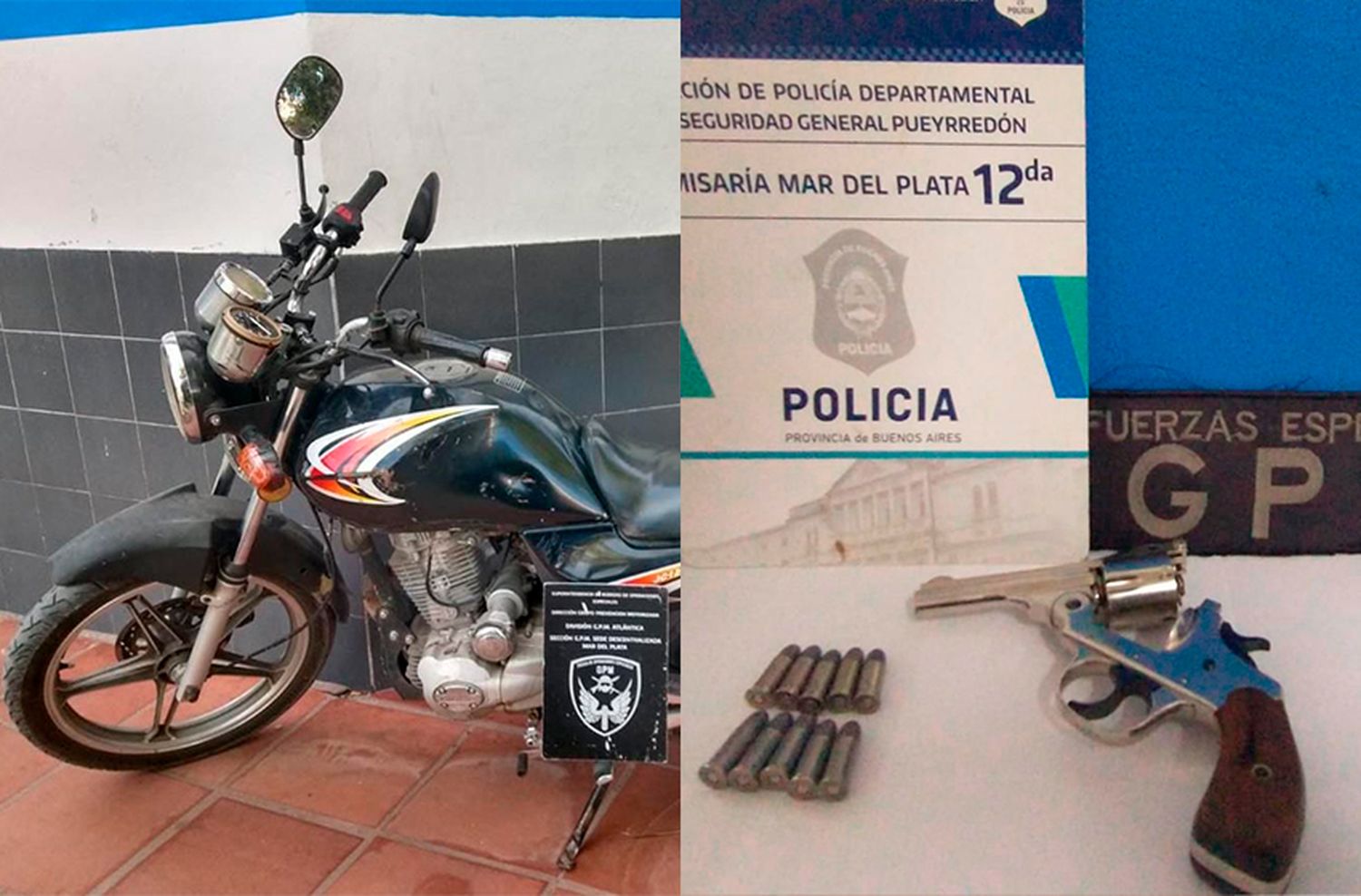 Golpe a motochorros: caen dos hombres, uno prófugo de la justicia y otro con un arma