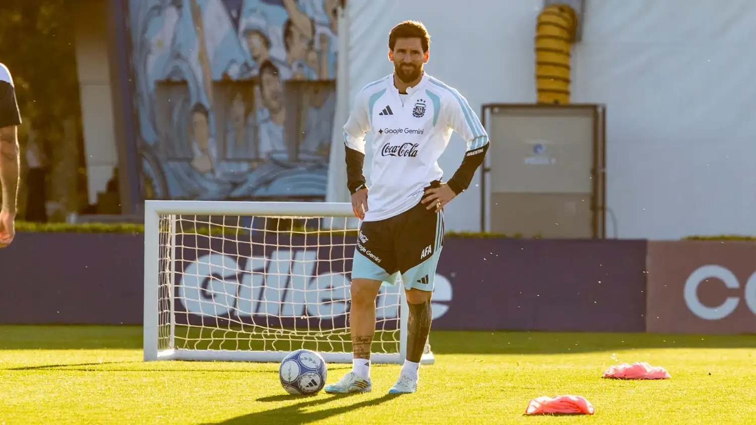 Messi, en su última práctica en Ezeiza.