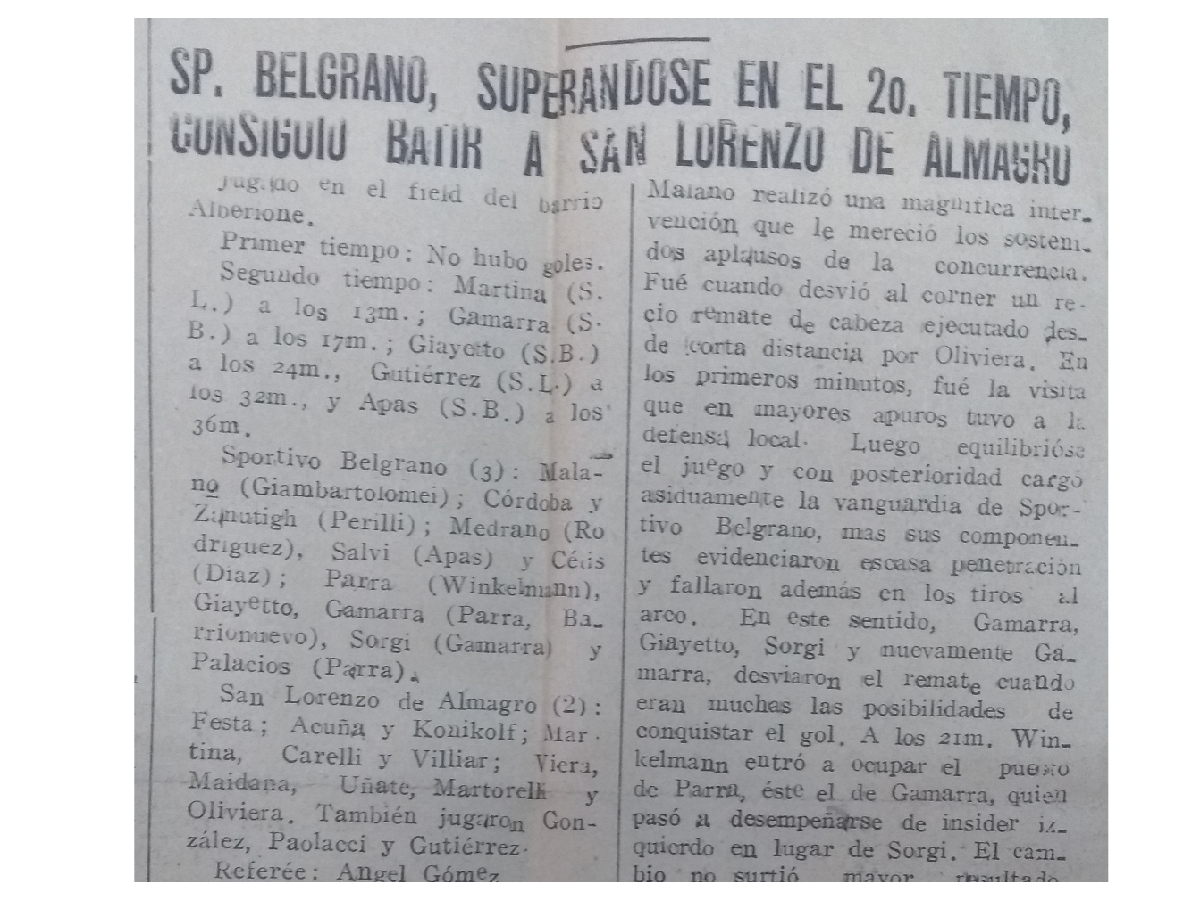 El día en que Sportivo le ganó a San Lorenzo